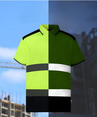 Safety Shirts for Men,High Reflective Men Polo Shirts with Pocket(LOGO PRINTING)