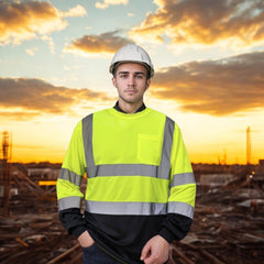 Hi-Vis Safety Shirts Long Sleeve with Chest Pocket(Logo Printing)