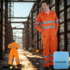 Men's Work Coverall High Visibility Coverall with Reflective Trim(LOGO PRINTING)