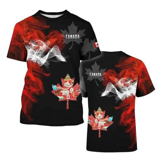 Stylish Canadian Flag Maple Leaf Men's T Shirt 3D printing Custom Logo Name