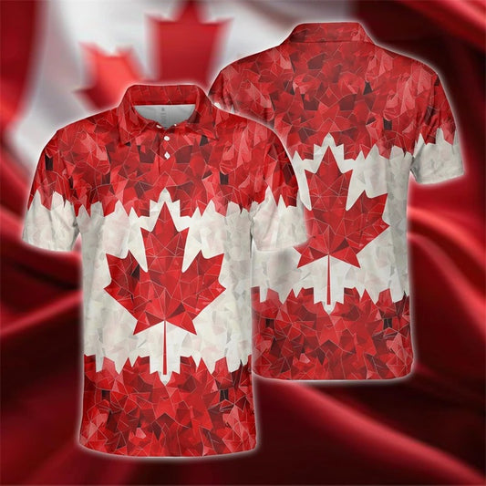 Stylish Canadian Flag Maple Leaf Men's Polo Shirt 3D printing Custom Logo Name