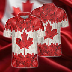 Stylish Canadian Flag Maple Leaf Men's Polo Shirt 3D printing Custom Logo Name