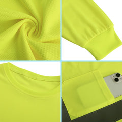 Hi-Vis Safety Shirts Long Sleeve with Chest Pocket(Logo Printing)