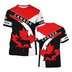 Stylish Canadian Flag Maple Leaf Men's T Shirt 3D printing Custom Logo Name