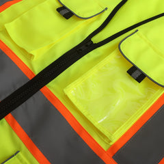 High Visibility Safety Reflective Vest with Pockets and Zipper(LOGO PRINTING)