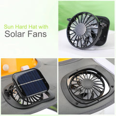 Sun Hard Hat Shade Full Brim Hard Hat Sun Visor with Solar Fans and Neck Sunshade Cover