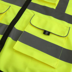 High Visibility Safety Reflective Vest with Pockets and Zipper, Meets ANSI/ISEA Standards(LOGO PRINTING)