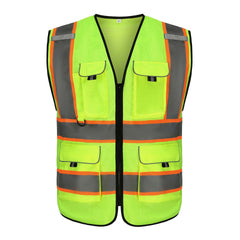 High Visibility Safety Reflective Vest with Pockets and Zipper(LOGO PRINTING)