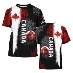 Stylish Canadian Flag Maple Leaf Men's T Shirt 3D printing Custom Logo Name