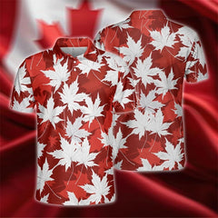 Stylish Canadian Flag Maple Leaf Men's Polo Shirt 3D printing Custom Logo Name