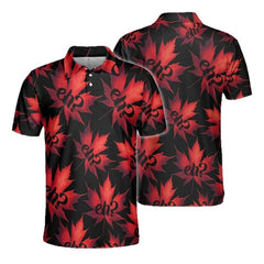 Stylish Canadian Flag Maple Leaf Men's Polo Shirt 3D printing Custom Logo Name
