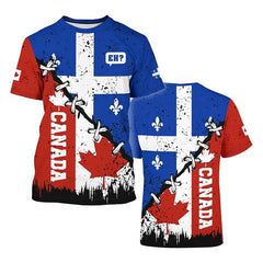 Stylish Canadian Flag Maple Leaf Men's T Shirt 3D printing Custom Logo Name