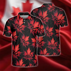 Stylish Canadian Flag Maple Leaf Men's Polo Shirt 3D printing Custom Logo Name