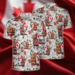Stylish Canadian Flag Maple Leaf Men's Polo Shirt 3D printing Custom Logo Name