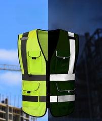 High Visibility Safety Reflective Vest with Pockets and Zipper, Meets ANSI/ISEA Standards(LOGO PRINTING)