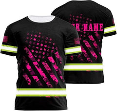 High Visibility 3D Printing Safety Workwear Custom Name for Workers, Runners, Truckers, Patriotic