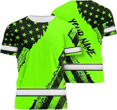 High Visibility 3D Printing Safety Workwear Custom Name for Workers, Runners, Truckers, Patriotic