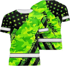 High Visibility 3D Printing Safety Workwear Custom Name for Workers, Runners, Truckers, Patriotic