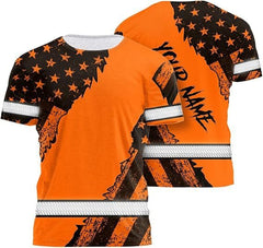 High Visibility 3D Printing Safety Workwear Custom Name for Workers, Runners, Truckers, Patriotic