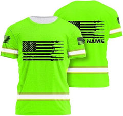 High Visibility 3D Printing Safety Workwear Custom Name for Workers, Runners, Truckers, Patriotic