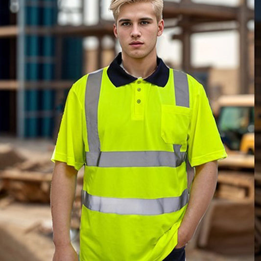 High Visibility Safety Polo Shirts with Pocket(LOGO PRINTING)