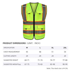 High Visibility Safety Reflective Vest with Pockets and Zipper(LOGO PRINTING)