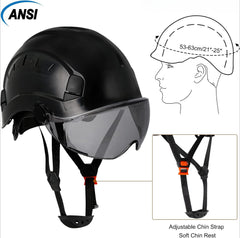 Black Safety Hard Hat ANSI Z89.1 Approved ABS Helmet with Retractable Visor
