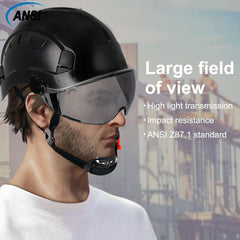 Black Safety Hard Hat ANSI Z89.1 Approved ABS Helmet with Retractable Visor