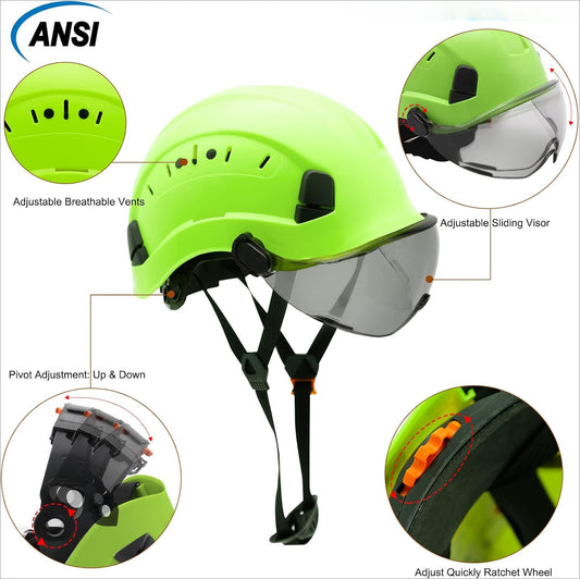 Green Safety Hard Hat ANSI Z89.1 Approved ABS Helmet