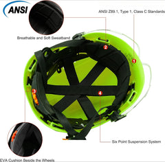Green Safety Hard Hat ANSI Z89.1 Approved ABS Helmet