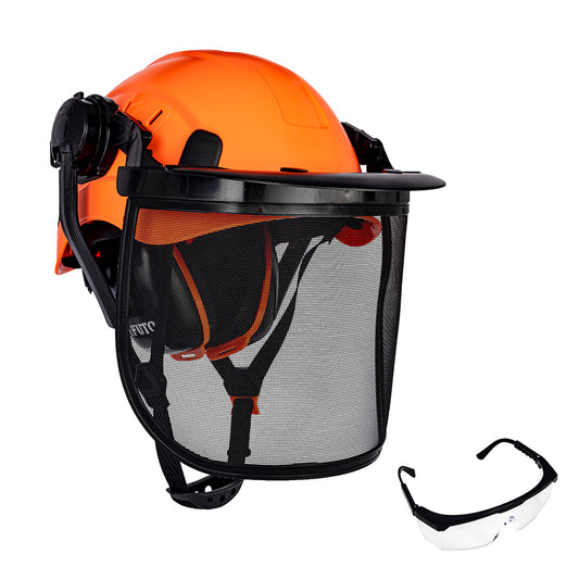 Chainsaw Helmet with Face Shield and Ear Muffs Anti-Fog Goggle for Tree Grass Cutting Lawn Care Equipment