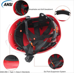 Red Safety Hard Hat ANSI Z89.1 Approved ABS Helmet
