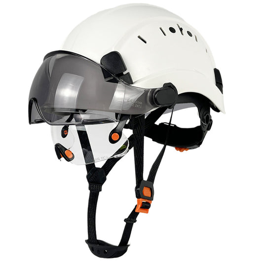 Hard Hat with Visor Safety Helmet with Chin Strap  6-Point Suspension Build-in Vented Hard Hat for Climbing Cycling Type I Class C