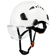 White Safety Hard Hat with Visor 6-Point Harness