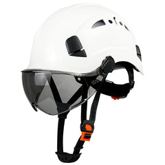 White Safety Hard Hat with Visor 6-Point Harness