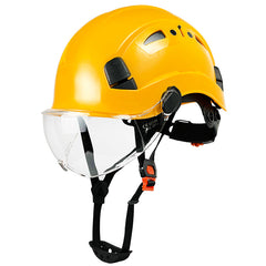 Yellow Safety Hard Hat with Visor 6-Point Harness