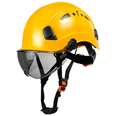 Yellow Safety Hard Hat with Visor 6-Point Harness