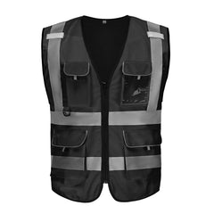 High Visibility Safety Reflective Vest with Pockets and Zipper, Meets ANSI/ISEA Standards(LOGO PRINTING)