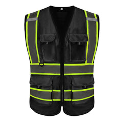 High Visibility Safety Reflective Vest with Pockets and Zipper(LOGO PRINTING)
