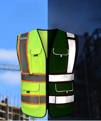 High Visibility Safety Reflective Vest with Pockets and Zipper(LOGO PRINTING)