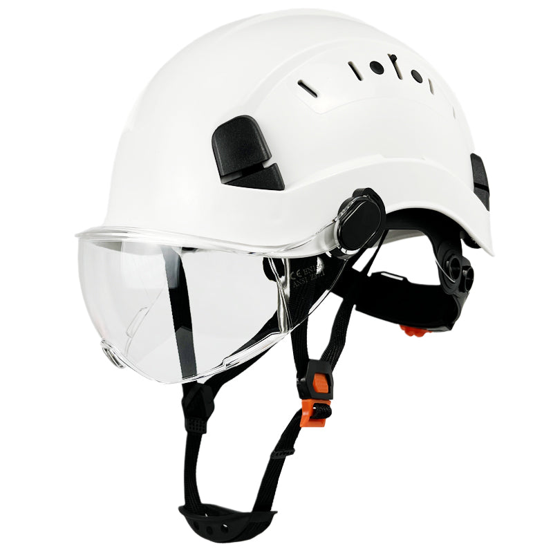 Adjustable Safety Hard Hat ANSI Z89.1 Approved ABS Comfortable Helmet with Clear Retractable Visor 6-Point Harness for Construction Industrial Outdoor