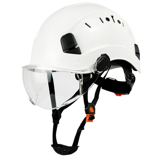 Adjustable Safety Hard Hat ANSI Z89.1 Approved ABS Comfortable Helmet with Clear Retractable Visor 6-Point Harness for Construction Industrial Outdoor