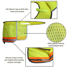 Hard Hat Sun Shade Velcro Closure, Full Brim Neck Shield