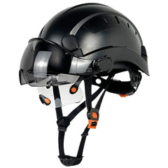 Hard Hat with Visor Safety Helmet with Chin Strap  6-Point Suspension Build-in Vented Hard Hat for Climbing Cycling Type I Class C
