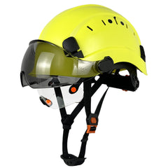 Hard Hat with Visor Safety Helmet with Chin Strap  6-Point Suspension Build-in Vented Hard Hat for Climbing Cycling Type I Class C