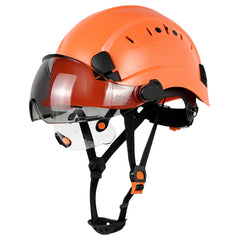 Hard Hat with Visor Safety Helmet with Chin Strap  6-Point Suspension Build-in Vented Hard Hat for Climbing Cycling Type I Class C