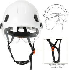 Adjustable Safety Hard Hat ANSI Z89.1 Approved ABS Comfortable Helmet with Clear Retractable Visor 6-Point Harness for Construction Industrial Outdoor