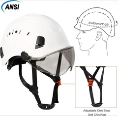 Adjustable Safety Hard Hat ANSI Z89.1 Approved ABS Comfortable Helmet with Clear Retractable Visor 6-Point Harness for Construction Industrial Outdoor