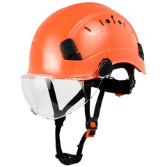 Adjustable Safety Hard Hat ANSI Z89.1 Approved ABS Comfortable Helmet with Clear Retractable Visor 6-Point Harness for Construction Industrial Outdoor