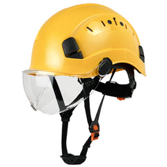 Adjustable Safety Hard Hat ANSI Z89.1 Approved ABS Comfortable Helmet with Clear Retractable Visor 6-Point Harness for Construction Industrial Outdoor